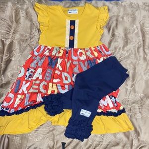 Sassy Ruffles back to school little girls boutique outfit. EUC.